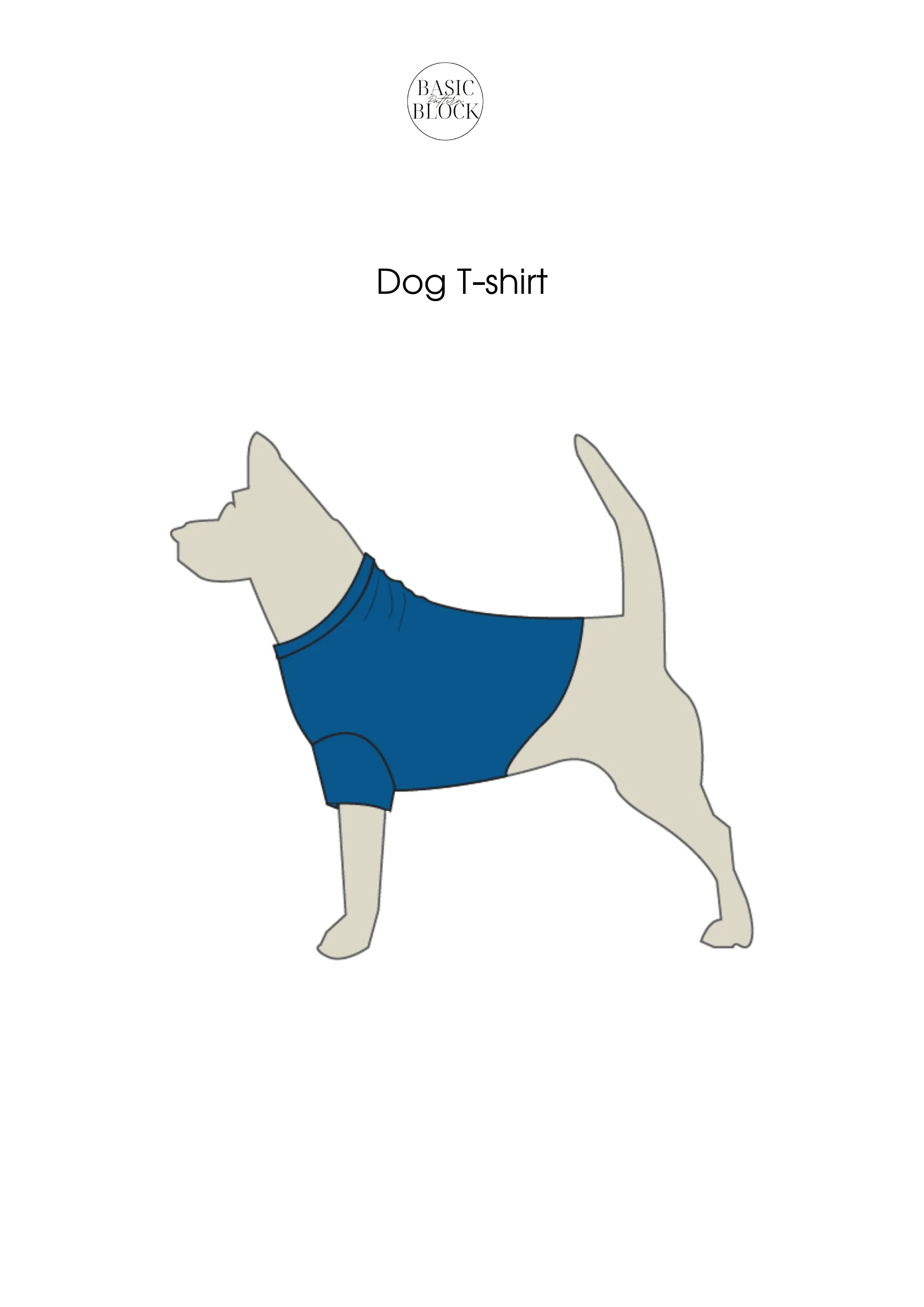 Dog Crewneck T-shirt Sewing Pattern | Knitted | XS-3XL - Basic Pattern Block