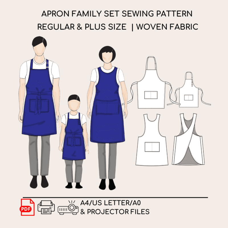 Complete Family Apron Set Sewing Pattern Bundle | Multiple Sizes
