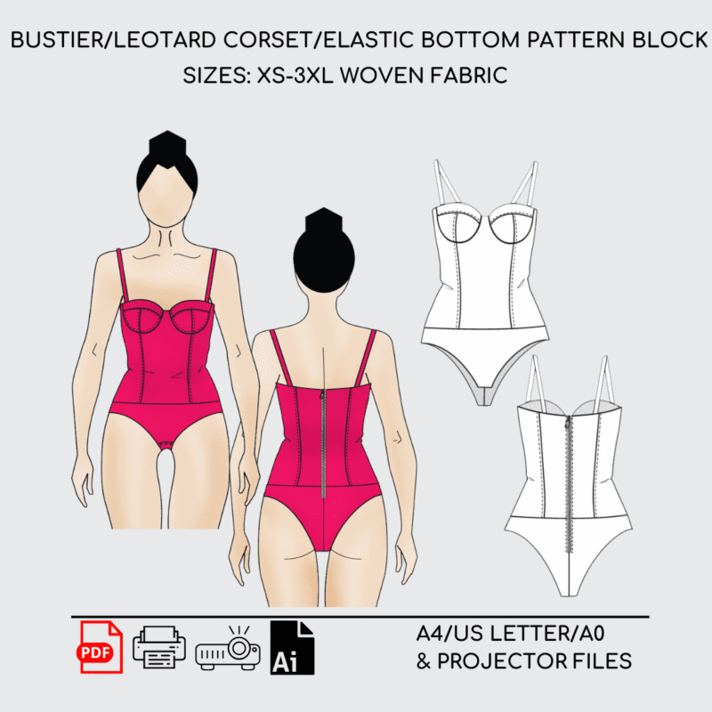Soft Cups Bustier | Sewing Pattern Block | Woven | XS-3XL