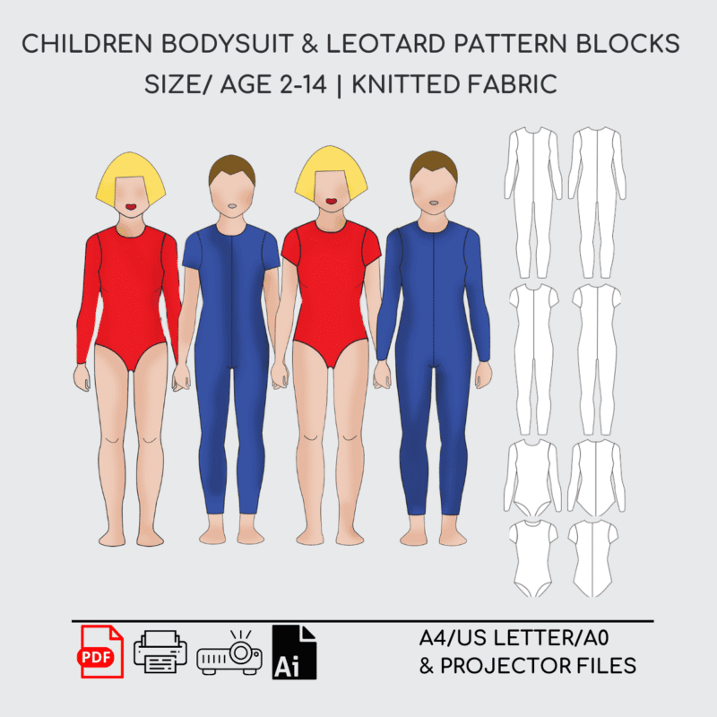 Children's Bodysuit & Leotard Sewing Pattern Blocks |  2-14