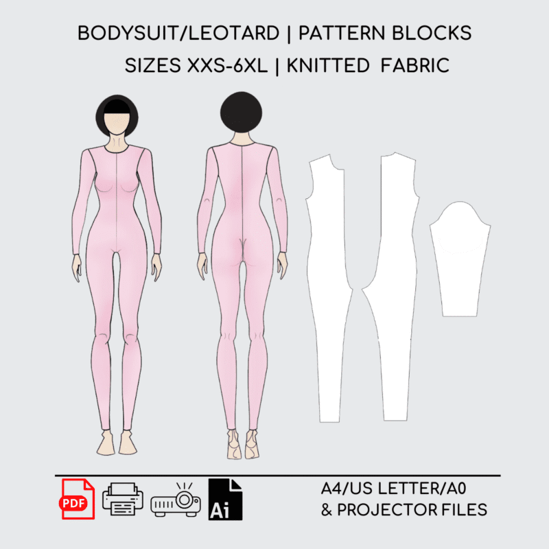 Catsuit Sewing Pattern Block | Knitted| XXS-6XL