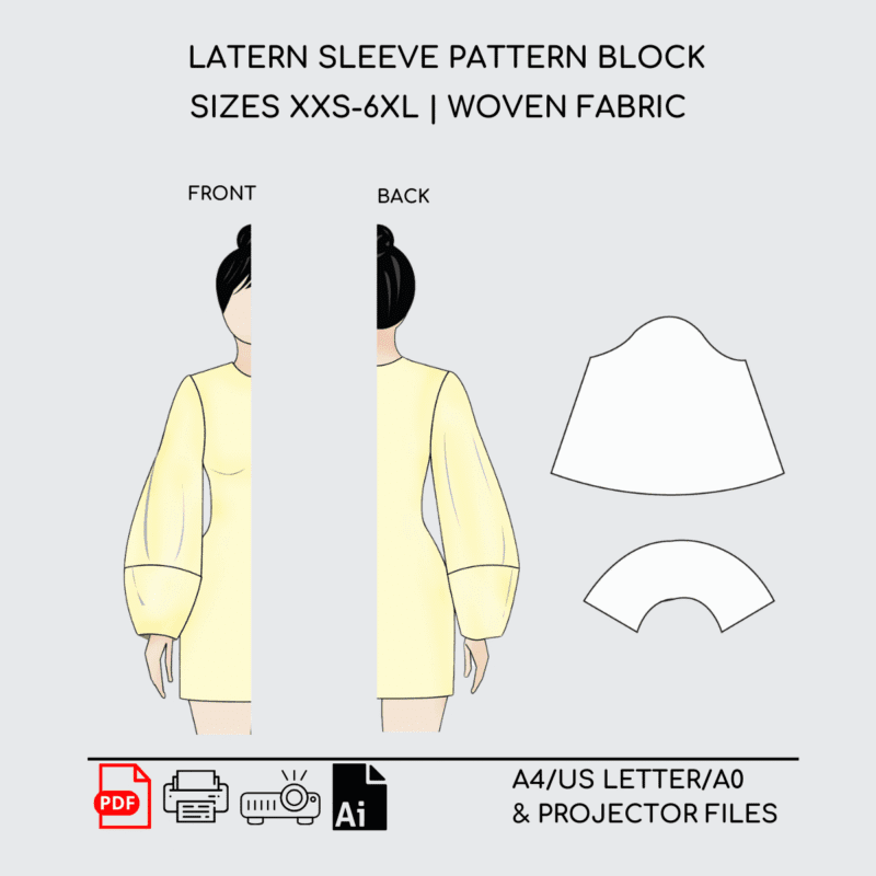 Lantern Sleeve | Sewing Pattern Block | XXS-6XL