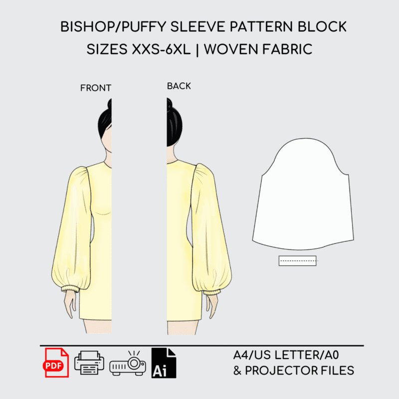 Bishop Sleeve | Sewing Pattern Block | XXS-6XL