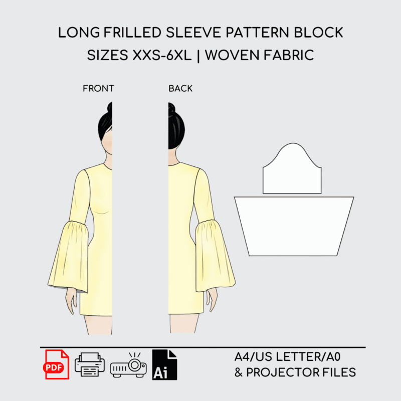 Frilled Sleeve | Sewing Pattern Block | XXS-6XL