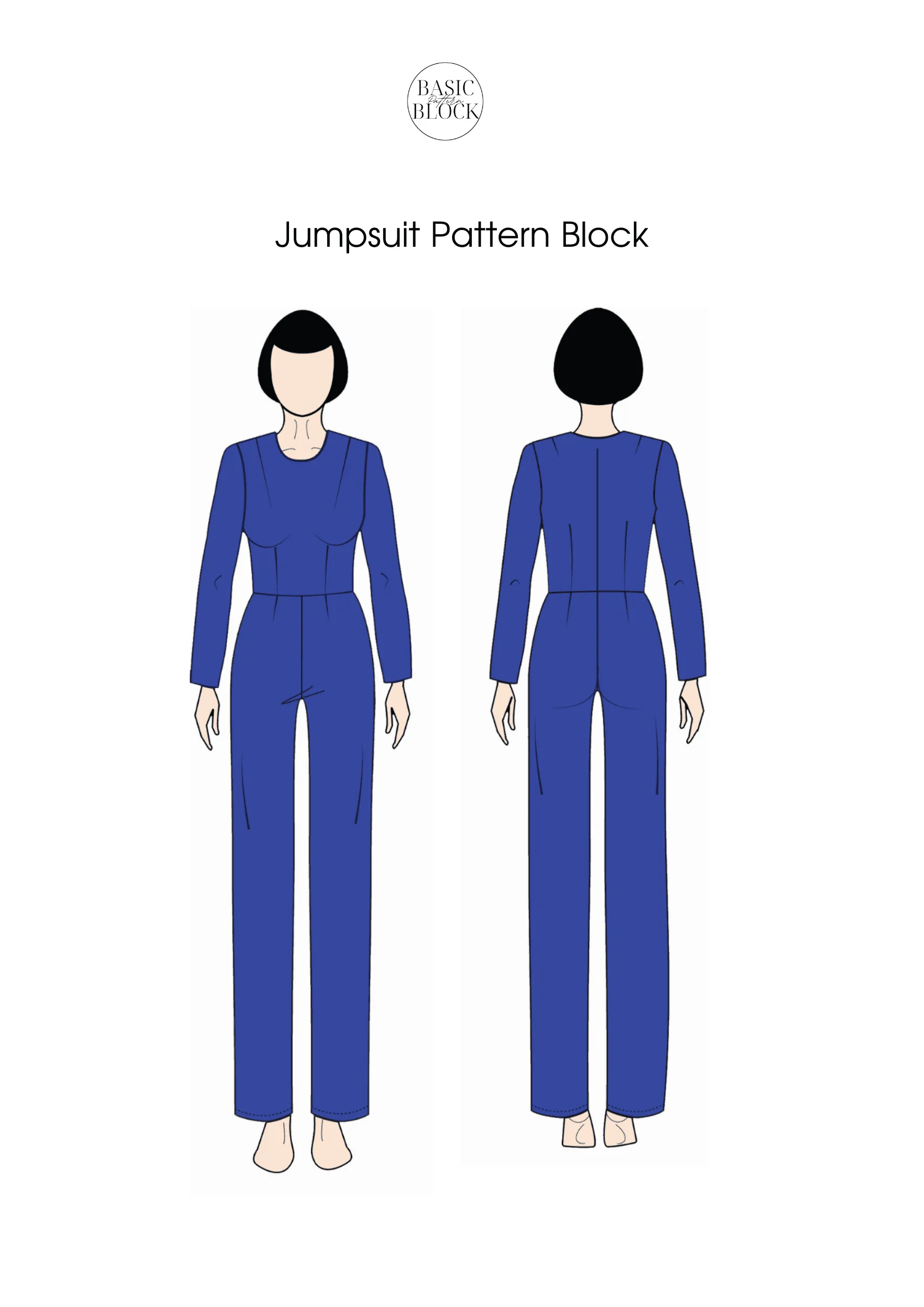 Jumpsuit Long Sleeve | Sewing Pattern Block | Woven | XXS-6XL - Basic Pattern Block