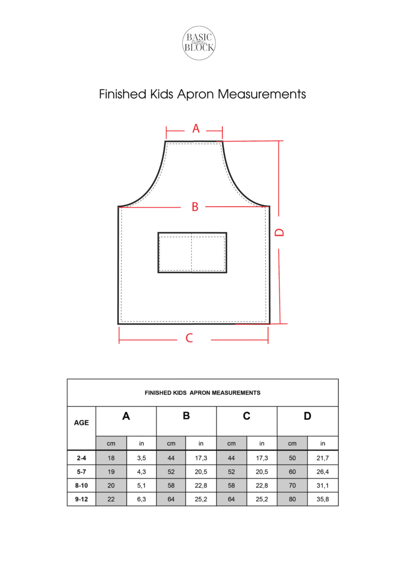 Kid's Apron | Sewing Pattern | Woven | 1-12 - Basic Pattern Block