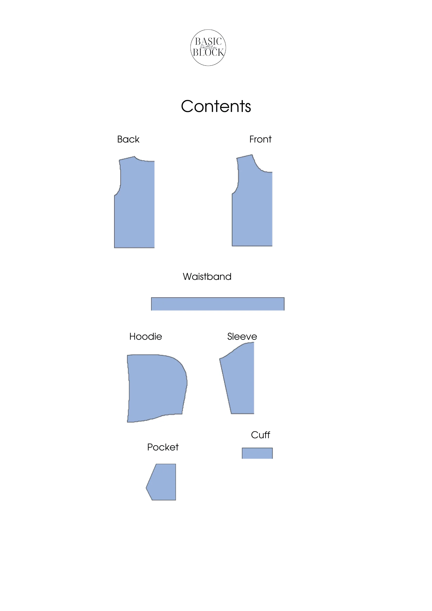 Kid's Hoodie | Sewing Pattern Block | Knitted | 1-6 - Basic Pattern Block