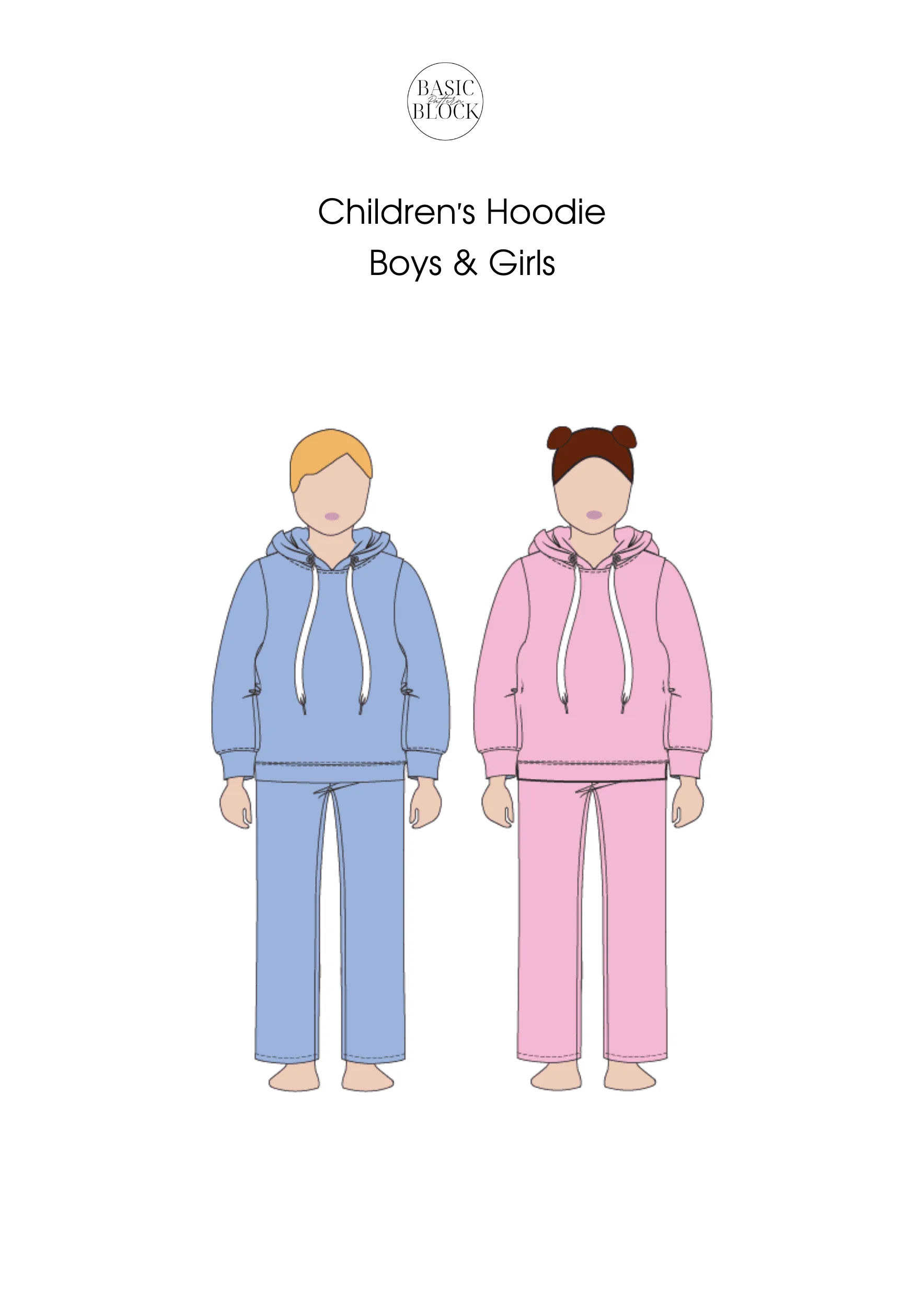 Kid's Hoodie | Sewing Pattern Block | Knitted | 1-6 - Basic Pattern Block