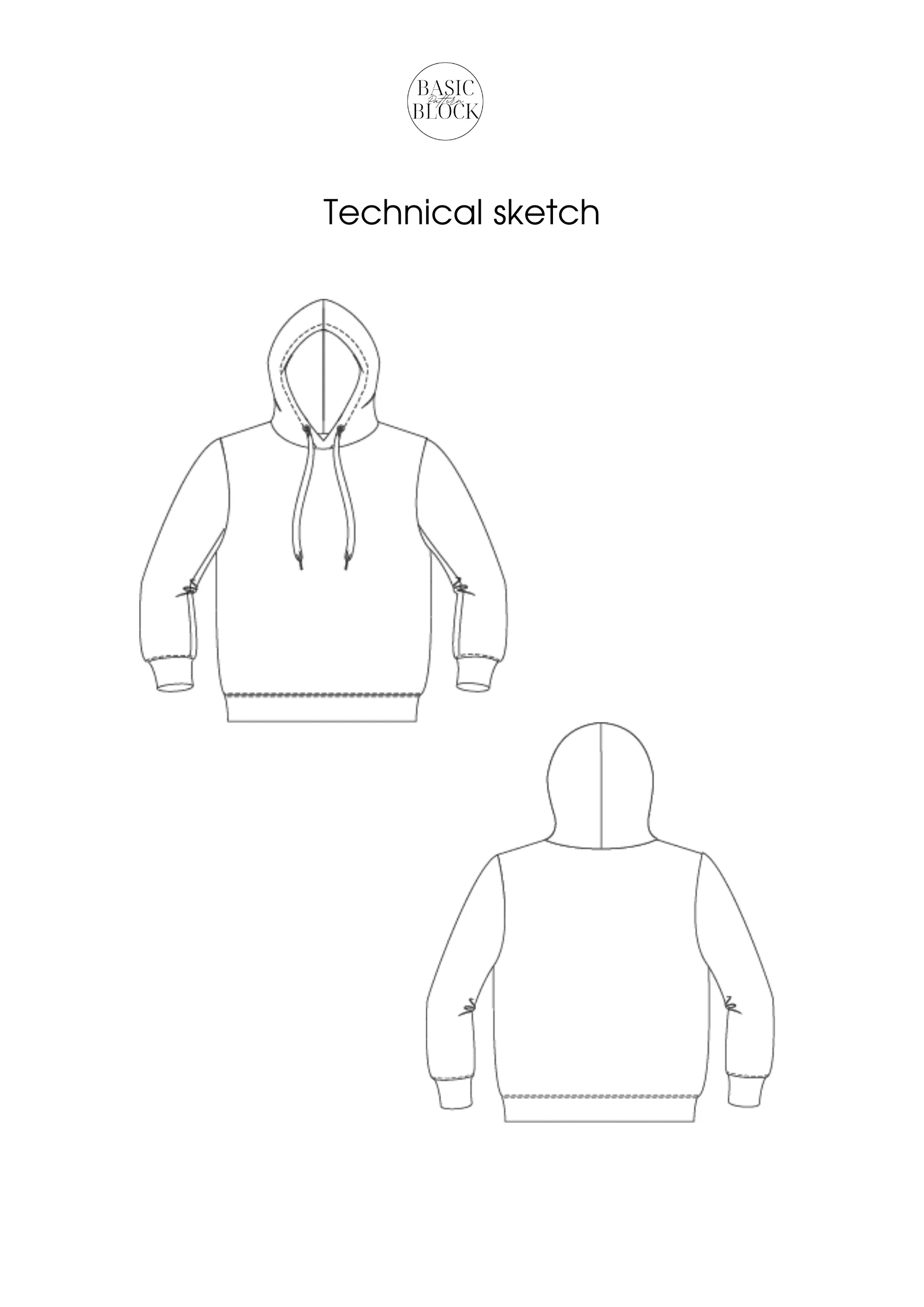 Kid's Hoodie | Sewing Pattern Block | Knitted | 1-6 - Basic Pattern Block