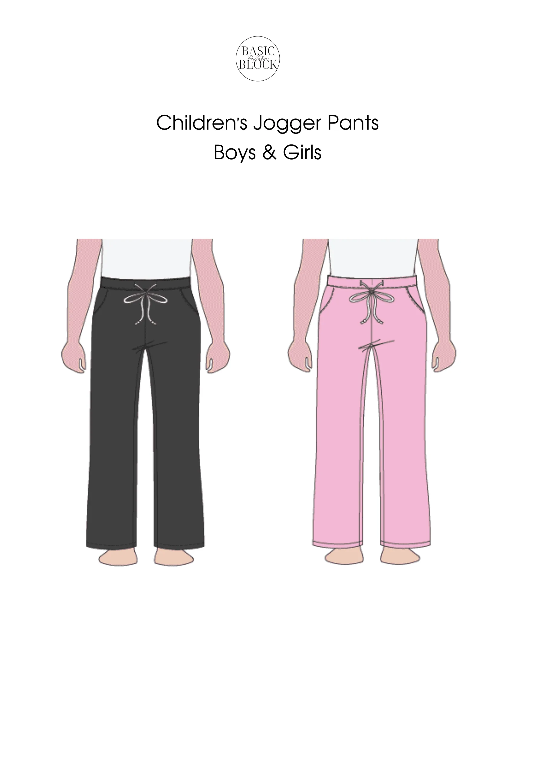 Kid's Jogger Pants | Sewing Pattern Block | Knitted | 1-6 - Basic Pattern Block