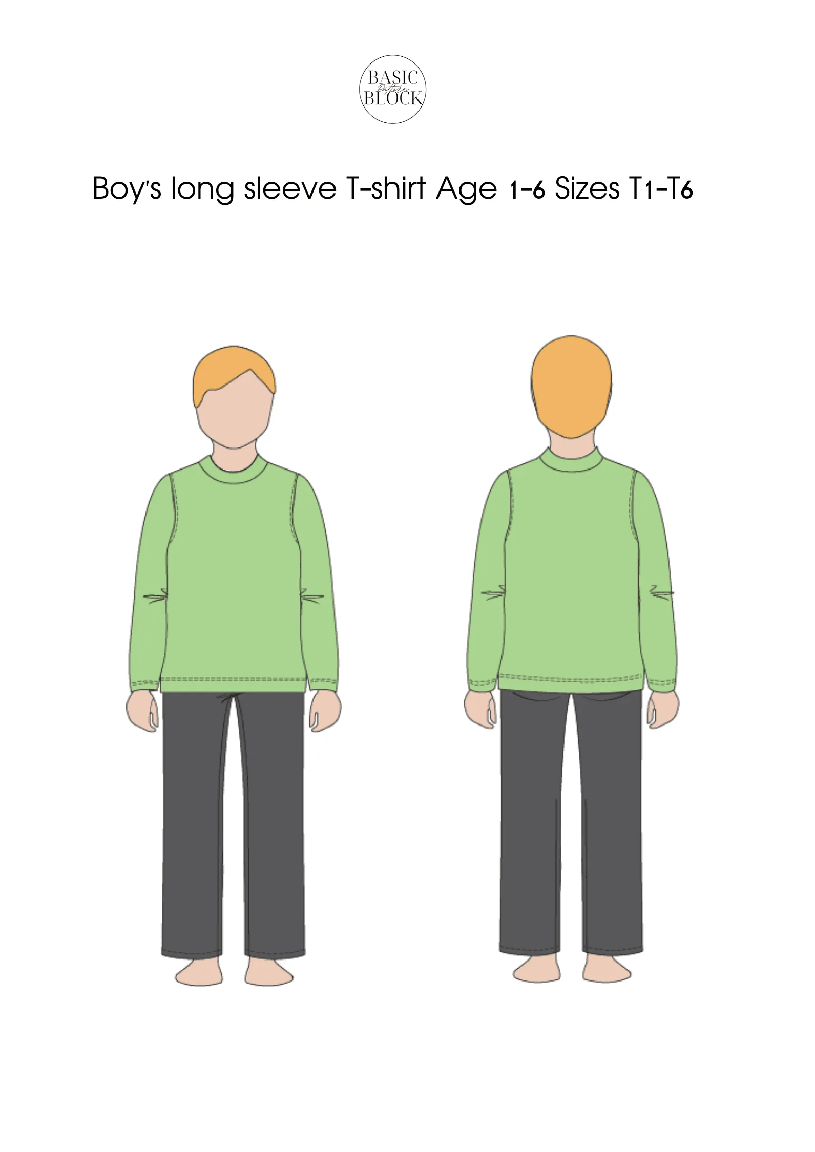 Boy's Longsleeve Top | Sewing Pattern Block | Knitted | 6-16 - Basic Pattern Block