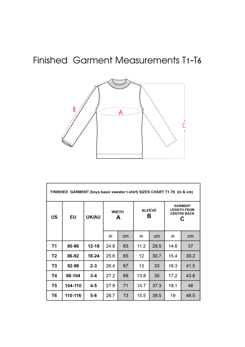 Boy's Longsleeve Top | Sewing Pattern Block | Knitted | 6-16 - Basic Pattern Block