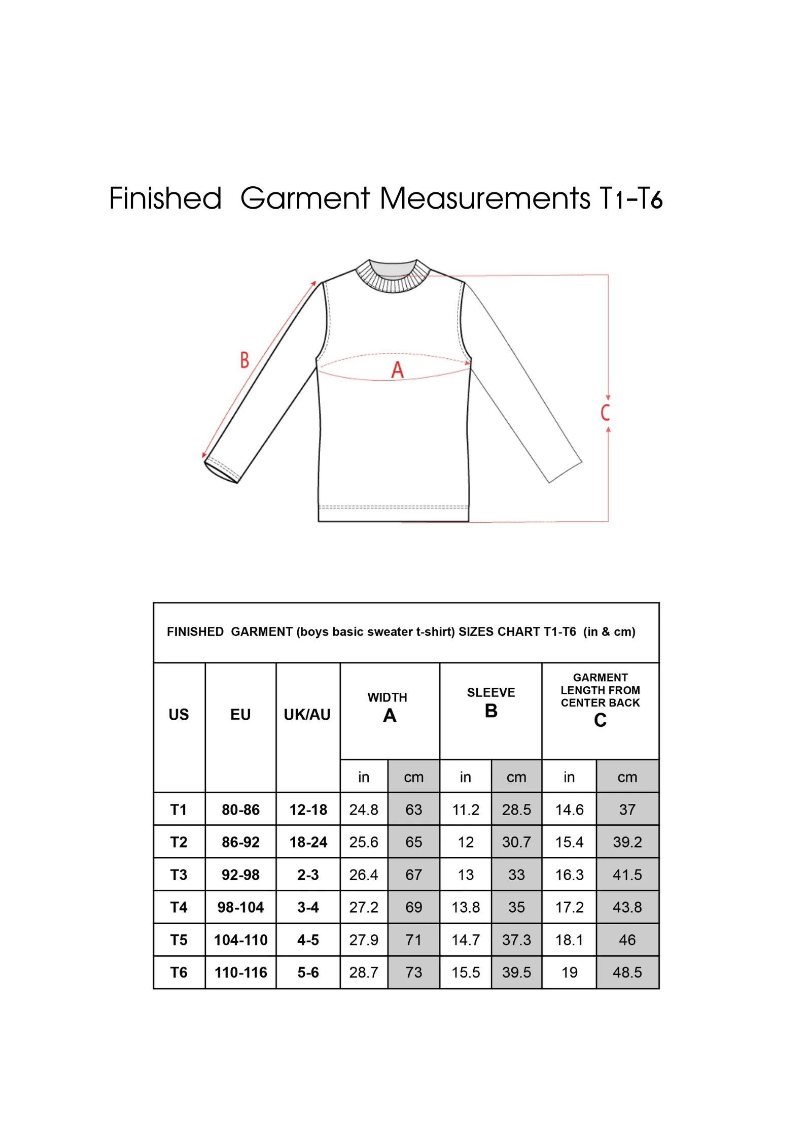 Boy's Longsleeve Top | Sewing Pattern Block | Knitted | 6-16 - Basic Pattern Block