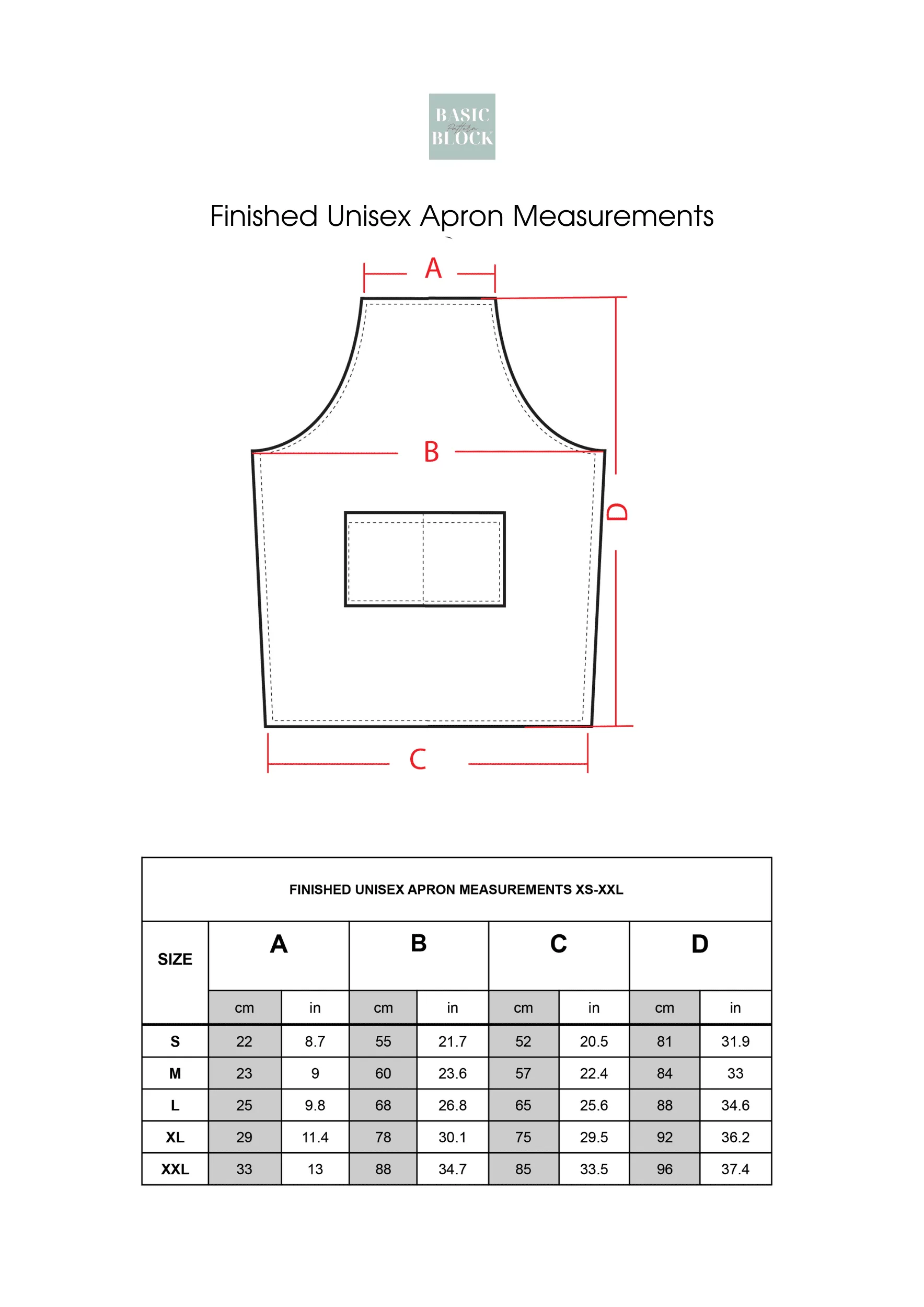 Family Apron Set | Sewing Pattern BUNDLE | Multiple Sizes | Woven - Basic Pattern Block
