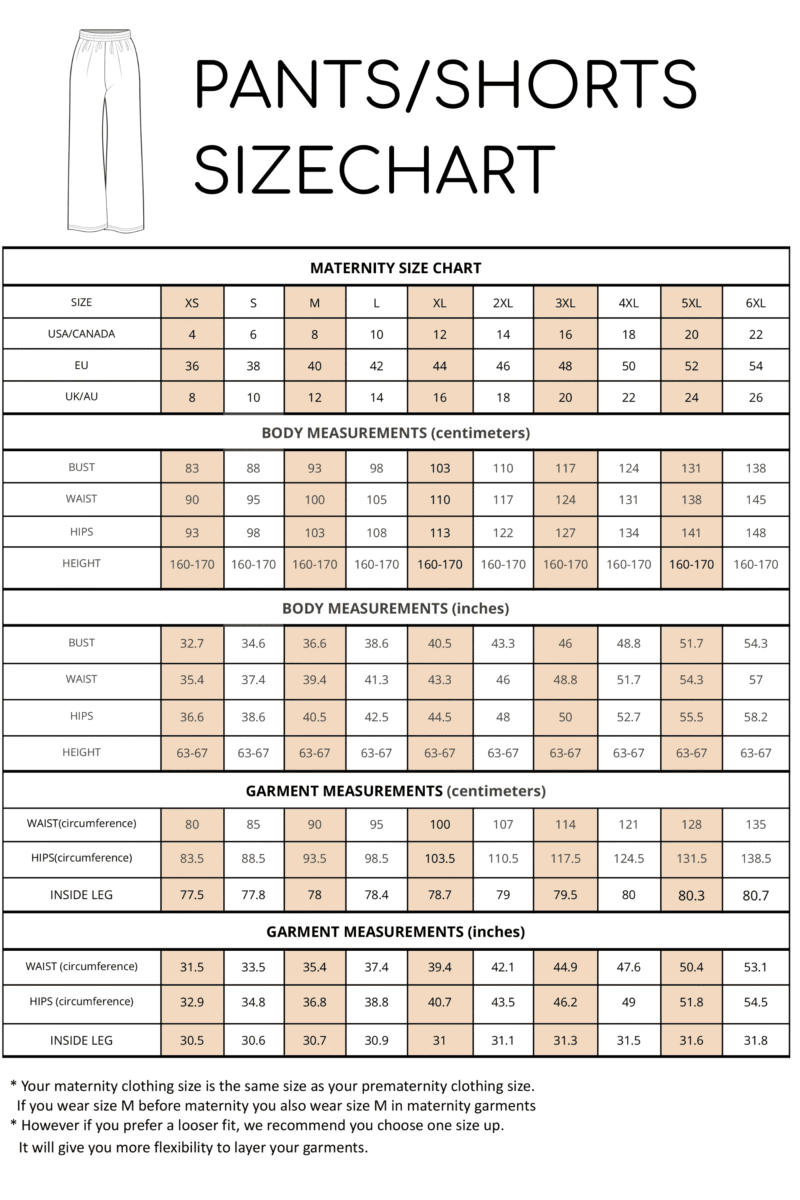 Maternity Pregnancy Pants Sewing Pattern | Wide Leg Trousers | Maternity Trousers Pdf | Elastic Waist Pants | Pregnancy Shorts Sizes XS-6XL - Basic Pattern Block