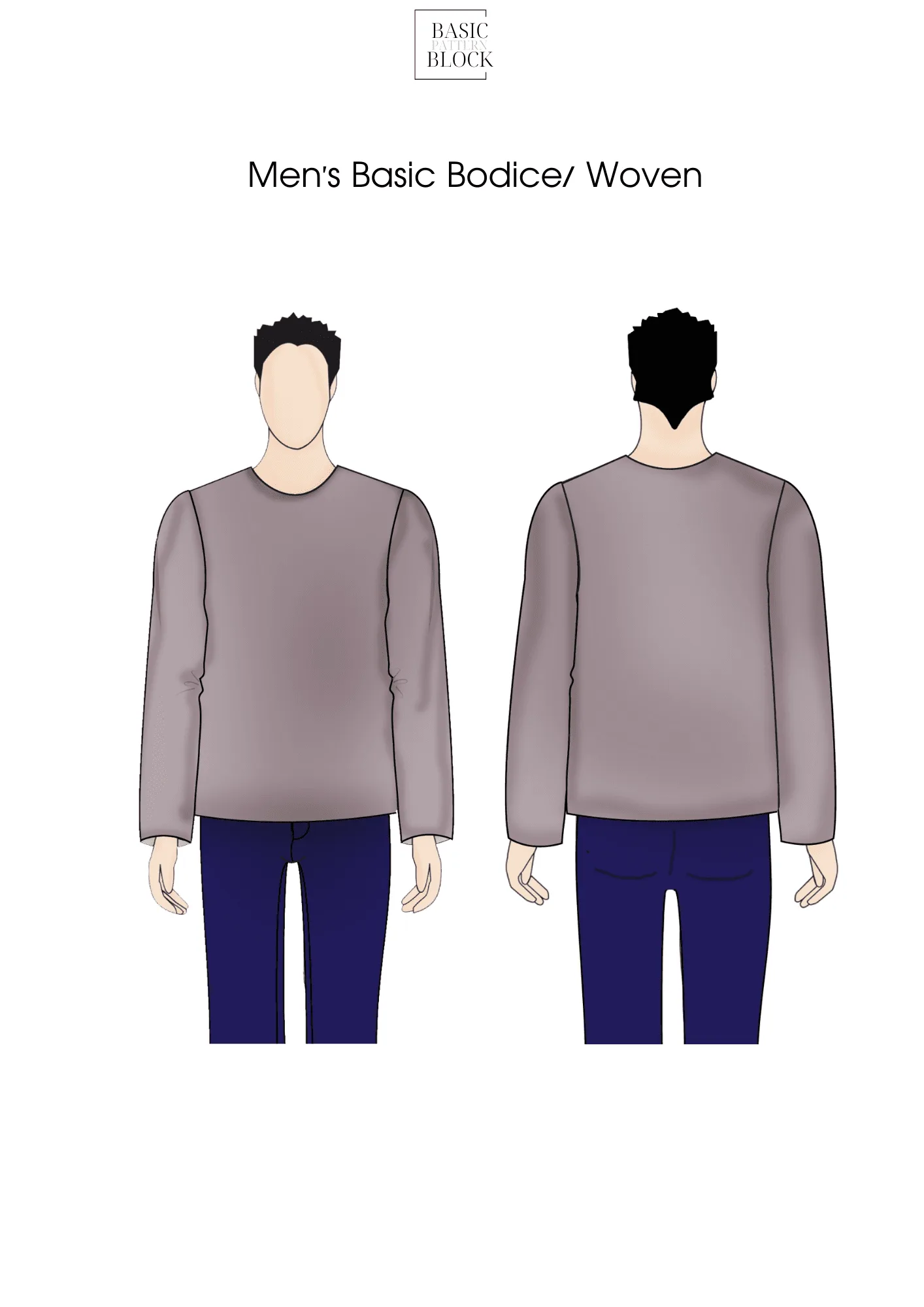 Men Basic Bodice | Sewing Pattern Block | Woven | XXS-6XL - Basic Pattern Block