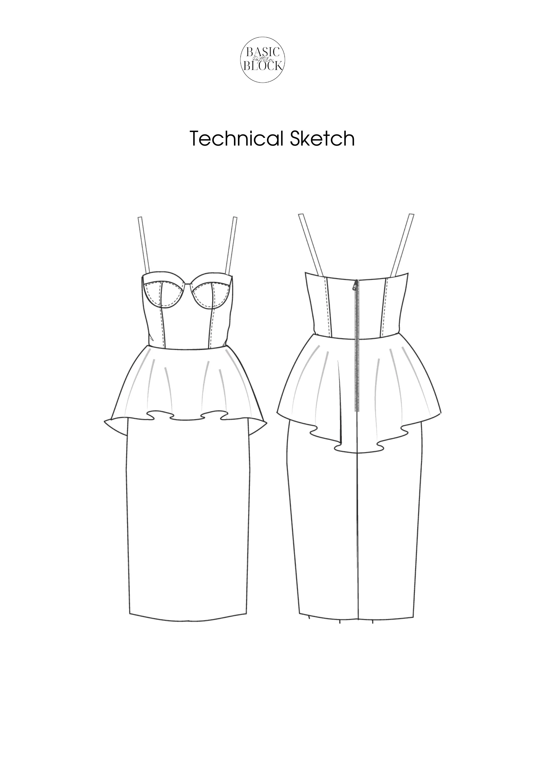 Bridal Corset Dress | Sewing Pattern Block | Woven | XS-3XL - Basic Pattern Block