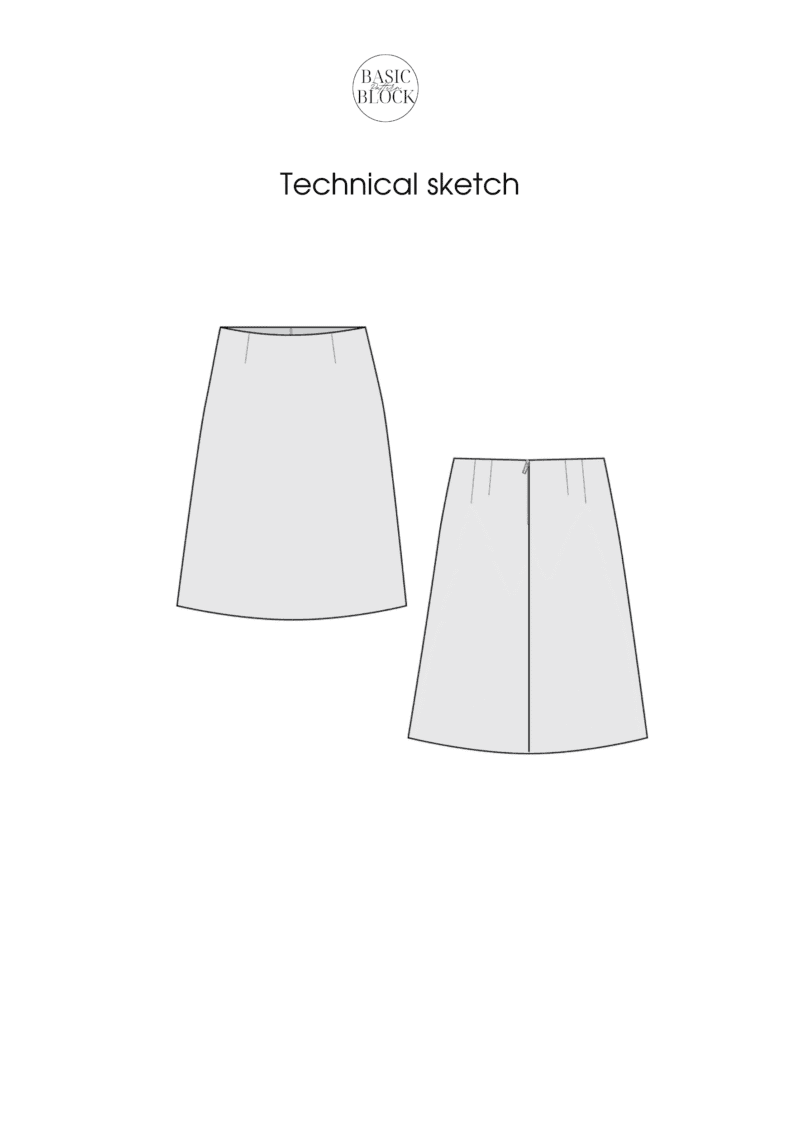 High Waist Skirt Variation | Sewing Pattern Block | A-line & Straight | Woven | XS-3XL - Basic Pattern Block