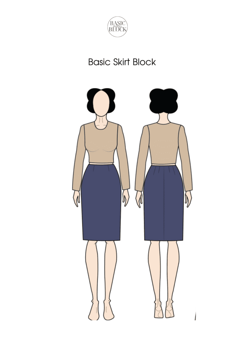 High Waist Skirt Variation | Sewing Pattern Block | A-line & Straight | Woven | XS-3XL - Basic Pattern Block