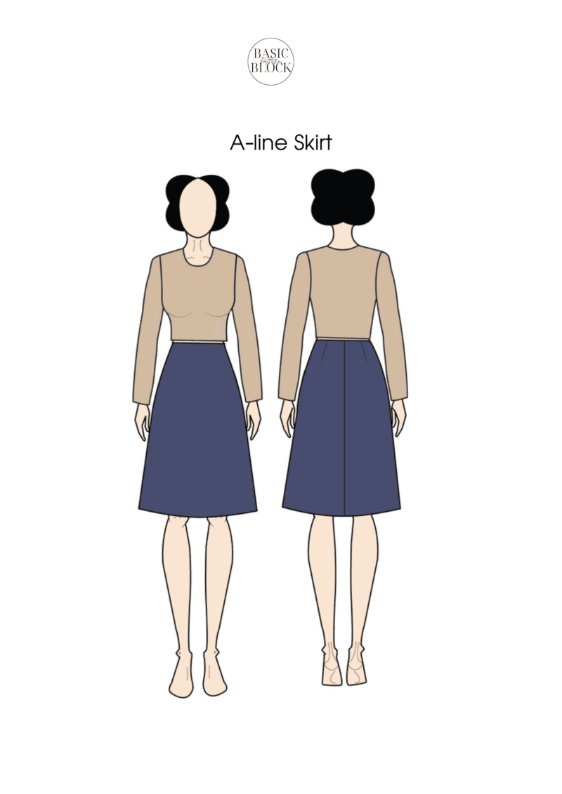 High Waist Skirt Variation | Sewing Pattern Block | A-line & Straight | Woven | XS-3XL - Basic Pattern Block