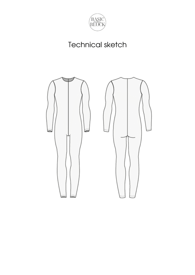 Men Catsuit Pattern | Sewing Pattern Block | Knitted | XXS-6XL - Basic Pattern Block