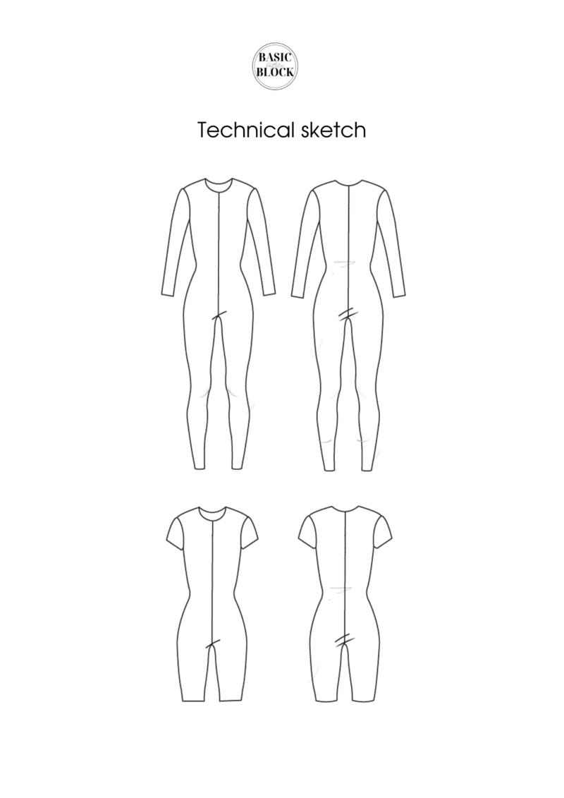Catsuit Sewing Pattern Block | Knitted| XXS-6XL - Basic Pattern Block