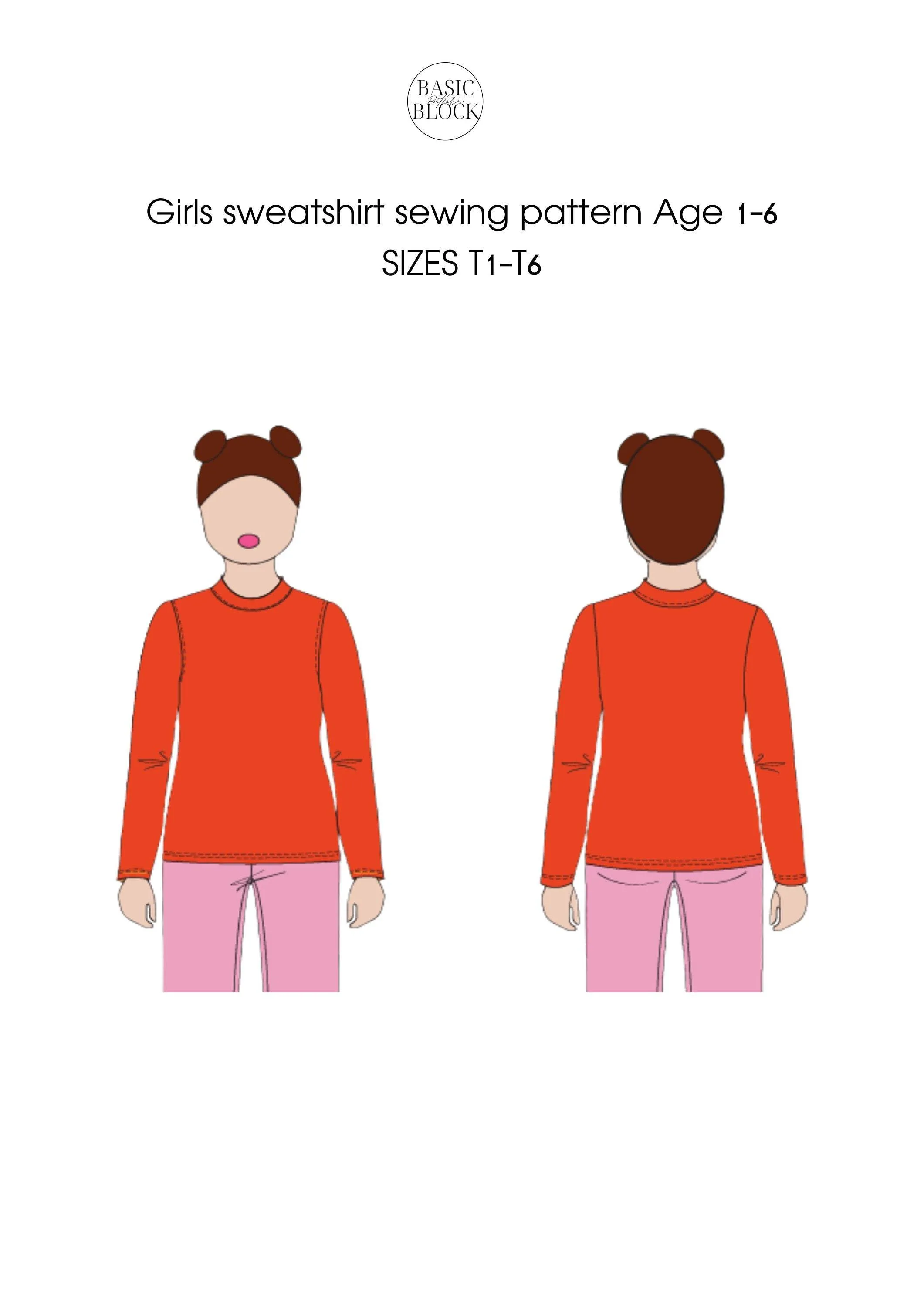 Girl's Top Longsleeve | Sewing Pattern Block | Knitted | 1-6 - Basic Pattern Block