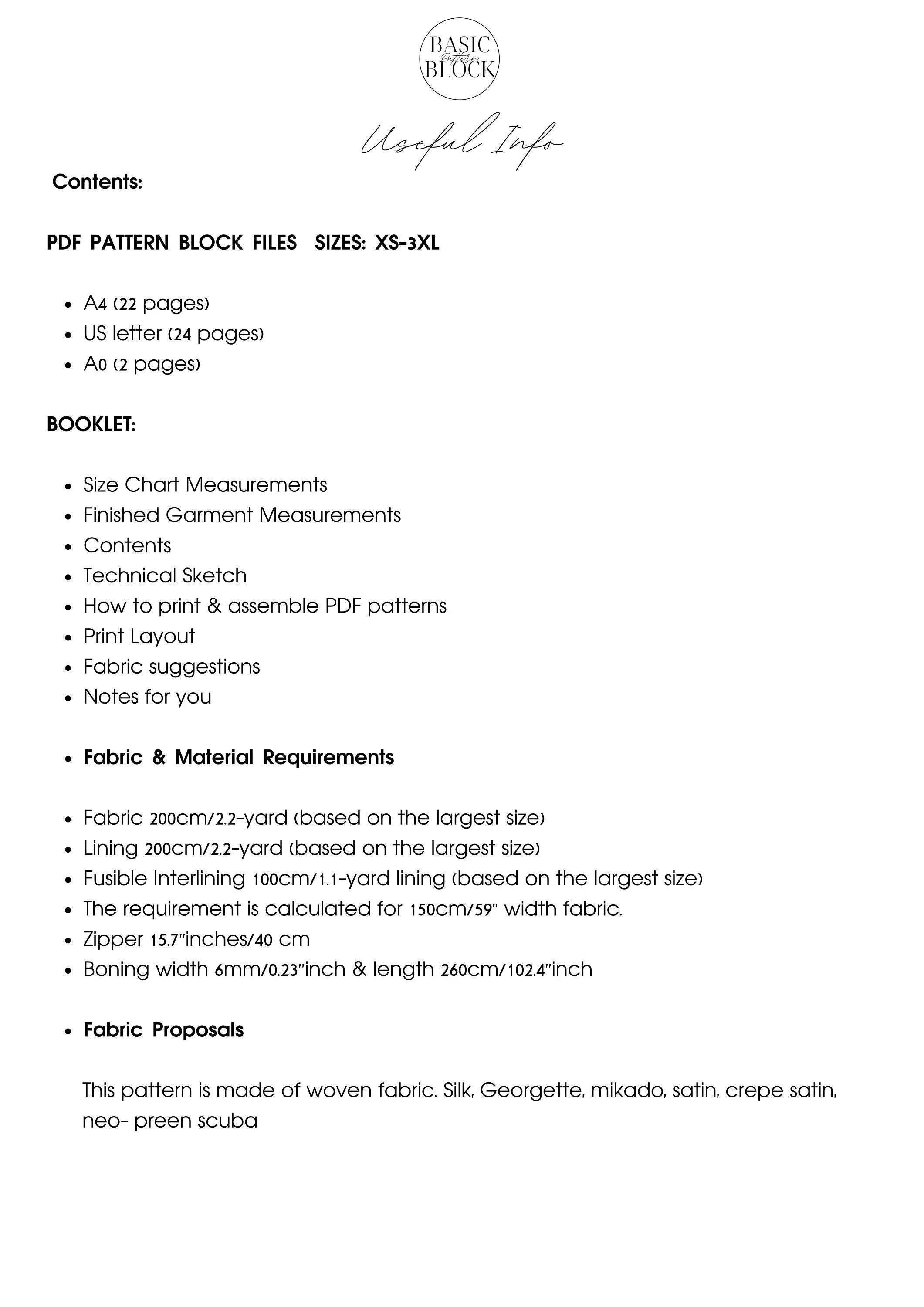 Bridal Corset Dress | Sewing Pattern Block | Woven | XS-3XL - Basic Pattern Block