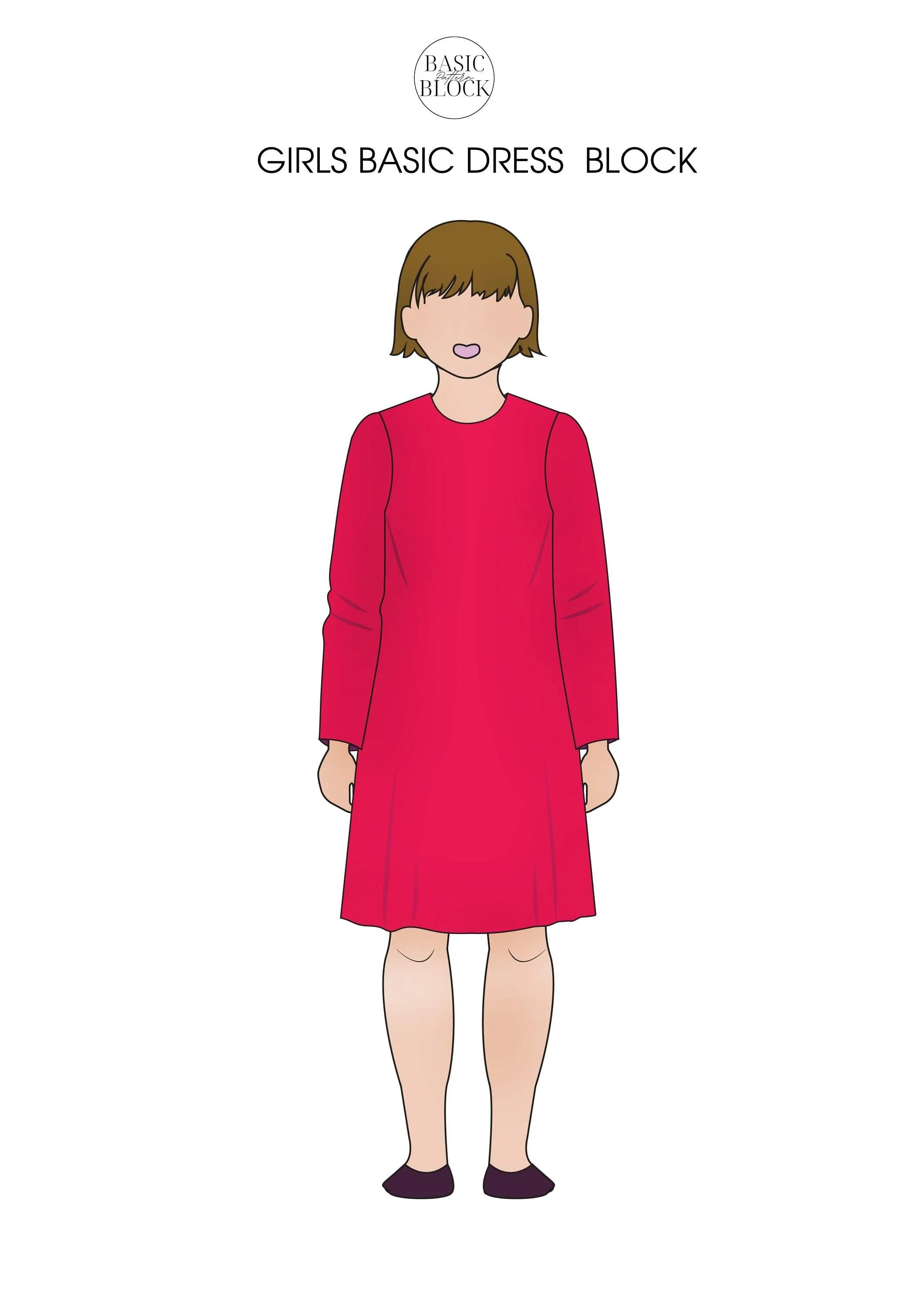 Girls Dress | Sewing Pattern Block | Woven | 1-12 - Basic Pattern Block