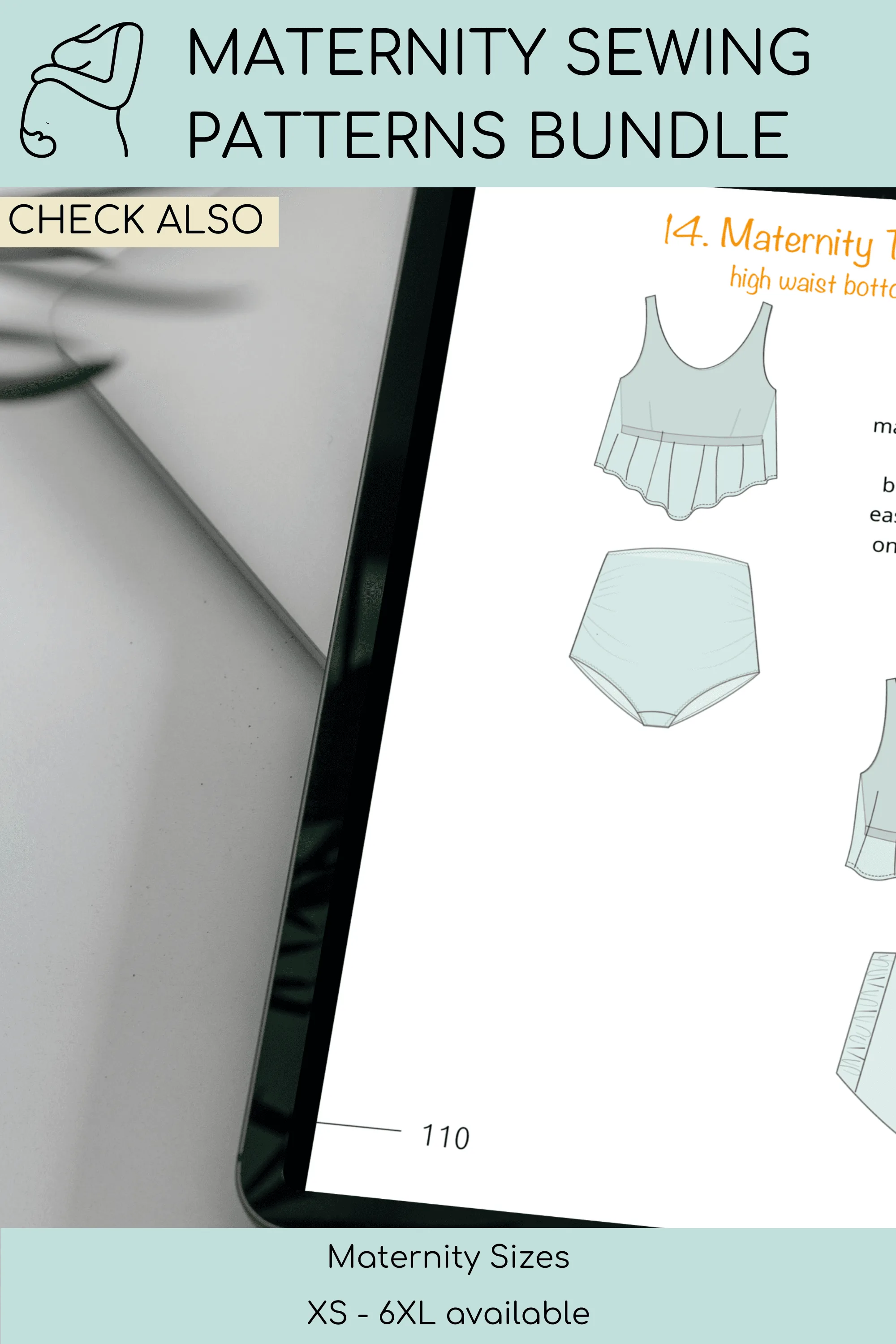 Maternity Pregnancy PDF Knitted Dress Sewing Pattern | Pregnancy Top | Pregnancy Dress | Maternity Blouse | Pregnancy Fashion Sizes XS-6XL - Basic Pattern Block