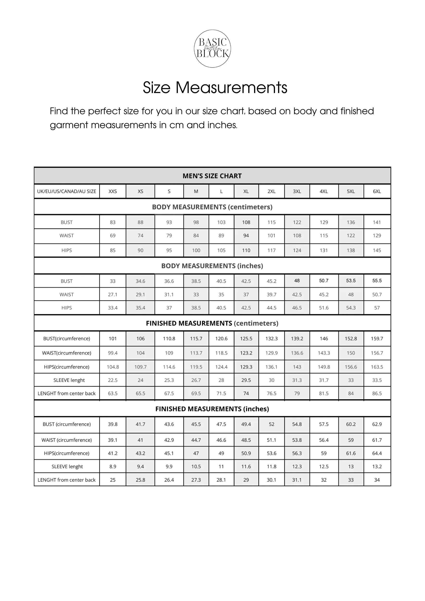 Men's Shirt | Collar | Short Sleeve | Sewing Pattern Block | Woven | XXS- 6XL - Basic Pattern Block