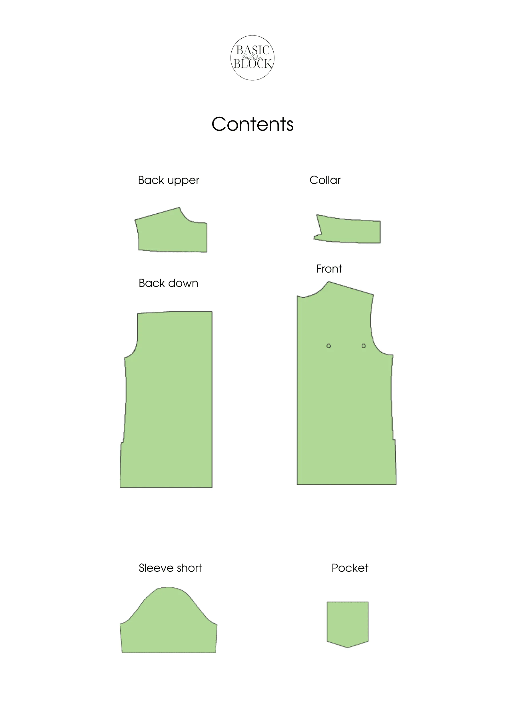 Men's Shirt | Collar | Short Sleeve | Sewing Pattern Block | Woven | XXS- 6XL - Basic Pattern Block