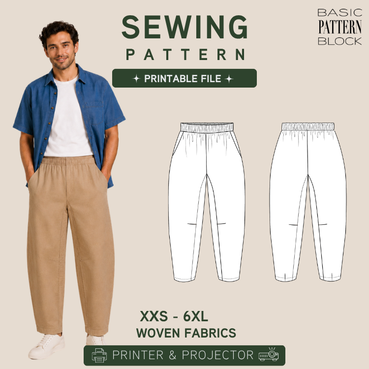 MEN BARREL PANTS WITH GUSSET