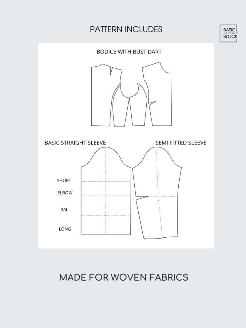 Princess Seam Bodice with dart | Sewing Pattern Block | XXS-6XL - Image 2