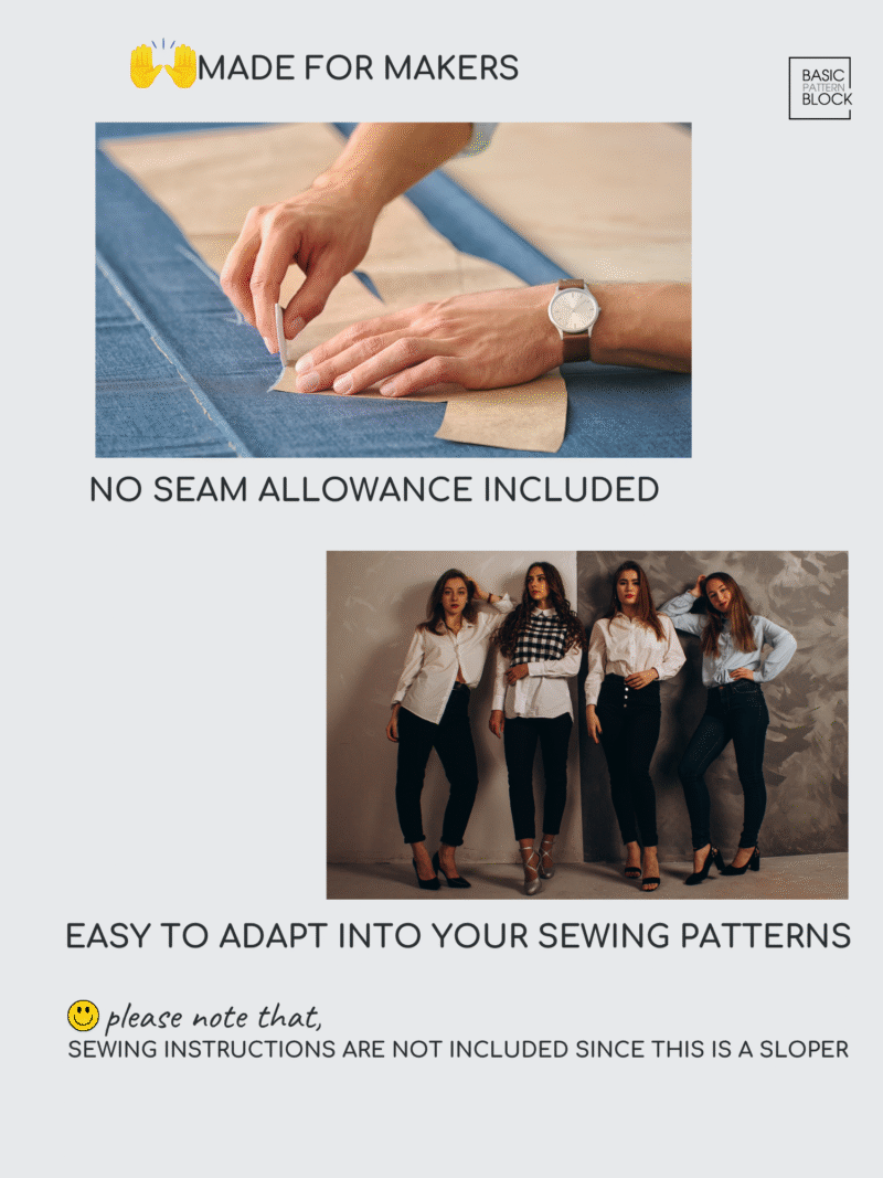 Princess Seam Bodice with dart | Sewing Pattern Block | XXS-6XL - Image 3